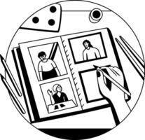 Visual diary illustration in glyph style vector