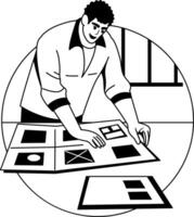 Mockup designer illustration in glyph style vector