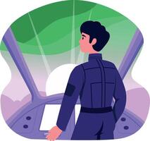 A flat style illustration of a spaceship pilot vector