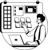 Creative designer illustration in glyph style vector