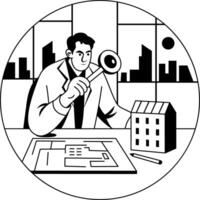 Architect illustration in glyph style vector