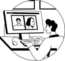 A glyph illustration of a character making visual art vector