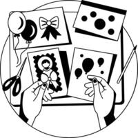 Beautiful handmade cards illustration in glyph style vector