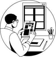 Web designer illustration in glyph style vector