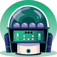 Flat style illustration of a futuristic time machine vector