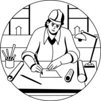 Draftsman illustration in glyph style vector
