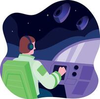 A flat style illustration of a spacecraft pilot vector