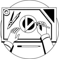 Using drafting tools illustration in glyph style vector