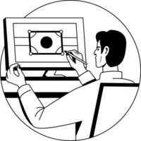 Graphic designer illustration in glyph style vector