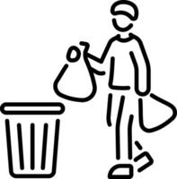 A volunteer doing garbage disposal, line icon vector