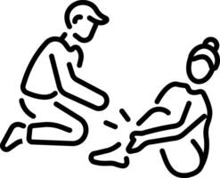 A volunteer rescue a patient, linear style icon vector