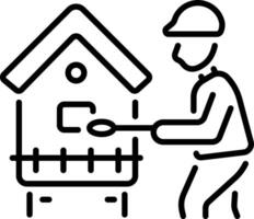 A character building birdhouse, line style icon vector