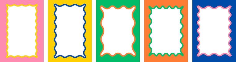 Set of retro scallop frames. Trendy squiggle borders. Modern template vector