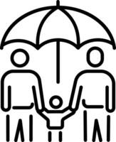 A linear style icon depicting family security vector