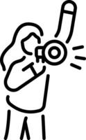 A character raising awareness, linear style icon vector