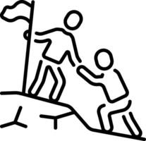 A linear style icon of a leader support his junior vector
