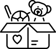 Toys donation box icon in a linear style vector