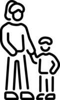 A character doing orphan help, line style icon vector