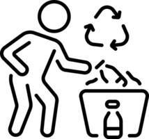 A volunteer doing waste recycle, line style icon vector