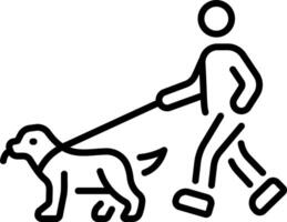 Dog walking character icon in a linear style vector