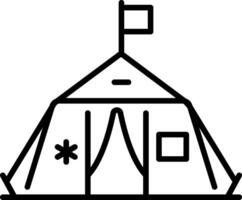 A linear style icon of a relief camp vector