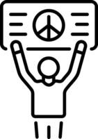 A character doing peaceful protest, line style icon vector