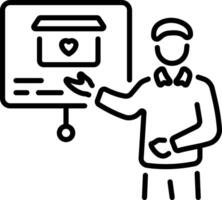 A linear style icon of volunteer presentation vector