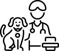 A volunteer vet checking a dog, line style icon vector