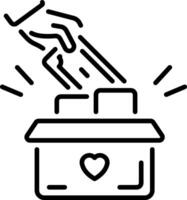A linear style icon of a donation box vector