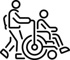 A linear icon showing a character doing handicap help vector