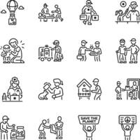 Bundle of Linear Style Humanitarian Icons vector