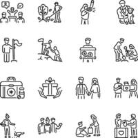 Collection of Linear Style Volunteering Support Icons vector