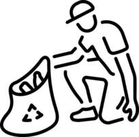 A volunteer collection trash icon in a linear style vector