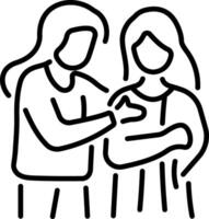 A line style icon of a character showing empathy to a lady vector