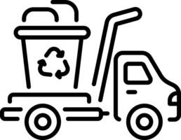 A linear style icon of a trash pickup truck vector