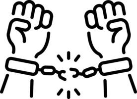 A broken handcuffs depicting freedom, line style icon vector