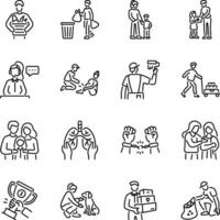 Set of Linear Style Philanthropy Icons vector