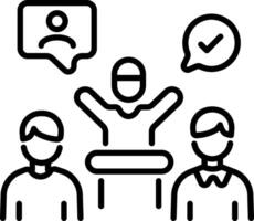 A line style icon showing volunteer support vector