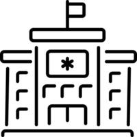 A linear style icon of a hospital building vector