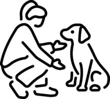 A linear style icon of a volunteer dog vector