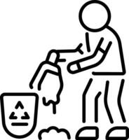 A volunteer doing trash recycle, linear style icon vector