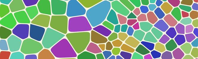 A vibrant abstract mosaic with irregular polygonal shapes in shades of green, blue, purple, and brown, creating a dynamic and colorful pattern. vector