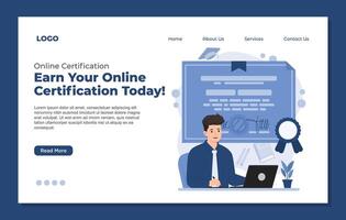 online course certification E-learning and Online Education landing page template. illustration. vector