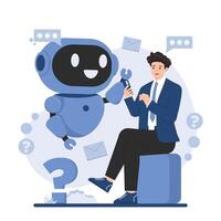 AI chatbot service for instant chat bot customer support illustration concept user experience with automated responses and smart assistance vector