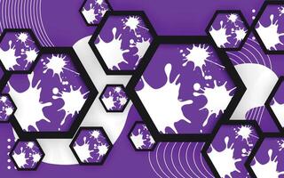 3d hexagon background with white and purple paint effect vector