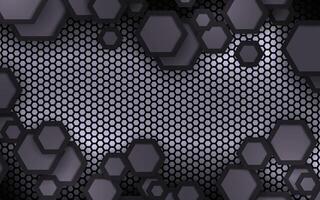 Dark geometry background with glowing silver color vector