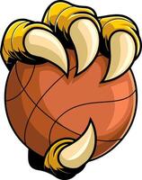 Cartoon Beast Claw Gripping Basketball Fierce Mascot Illustration For Teams vector