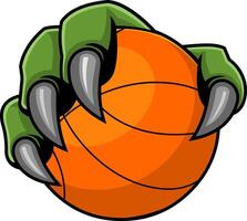 Green Monster Claw Gripping Basketball Fierce Mascot Illustration For Sports Teams vector