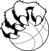 Sharp Talons Gripping Basketball Intimidating Blackwork Mascot Design vector