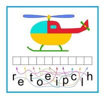 Puzzle game for children. Read the word vector